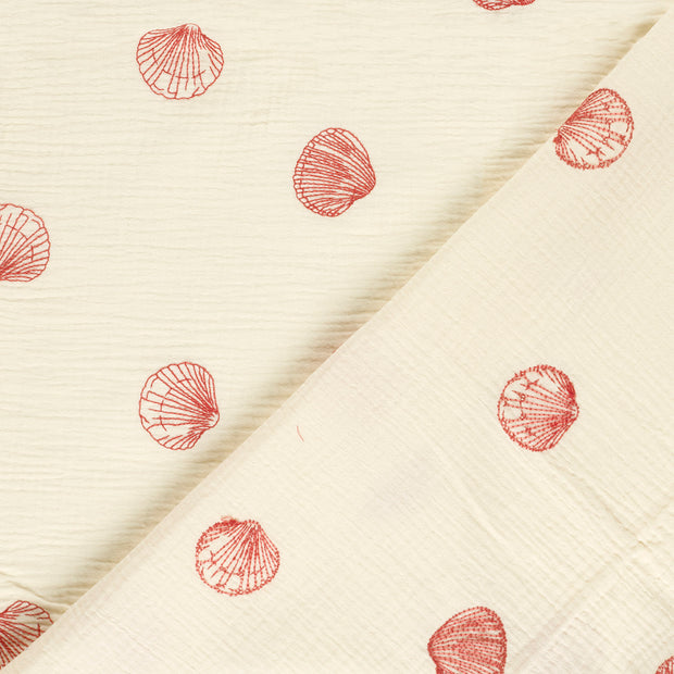 Double gaze tissu coquilles brodé 