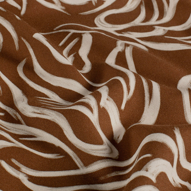 Viscose Twill fabric Abstract Brown