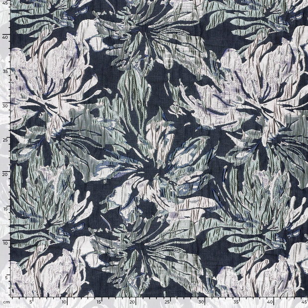 Jacquard tissu fleurs Noir