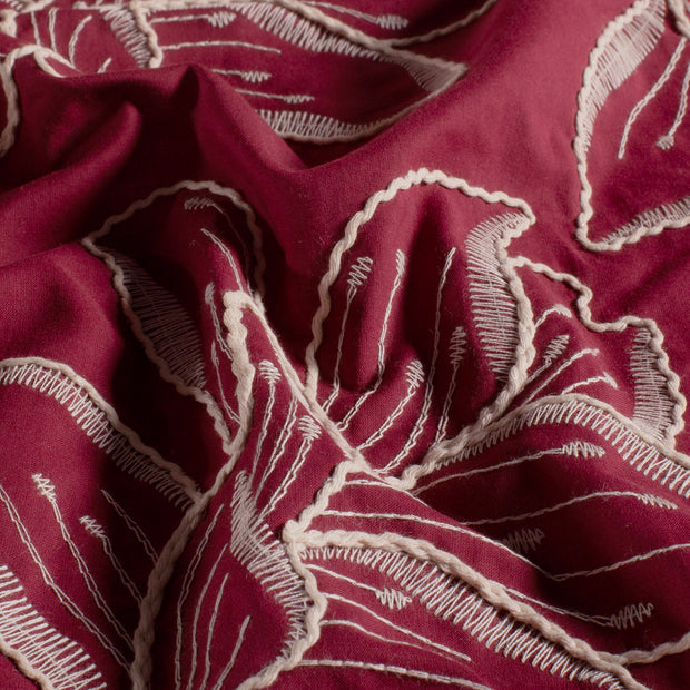 Voile fabric Flowers Bordeaux