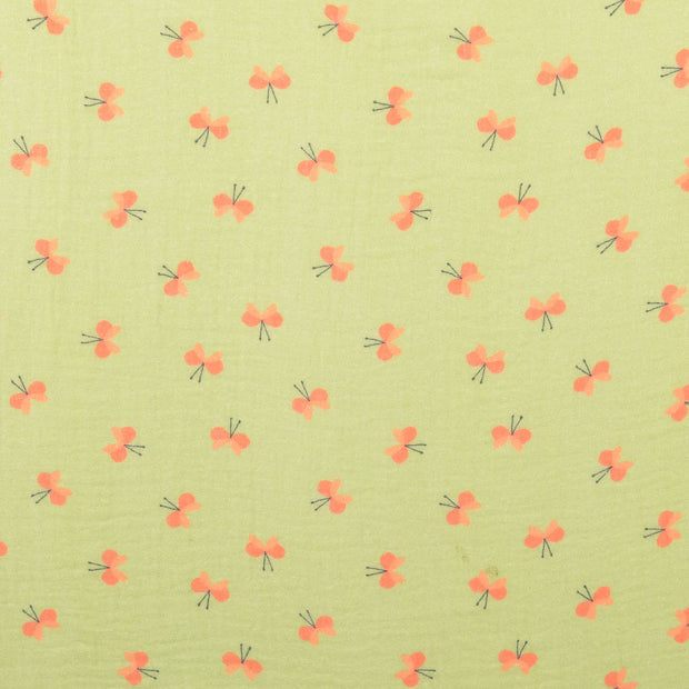 double gaze tissu papillons Pomme verte