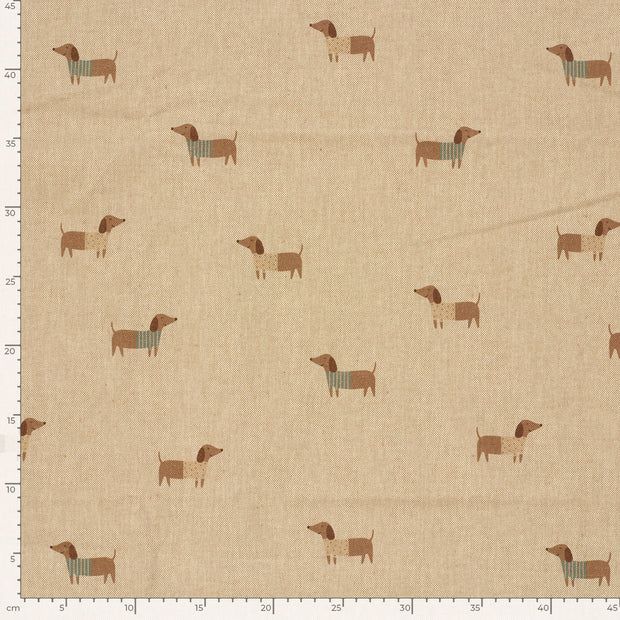 Aspect Lin tissu chiens Beige