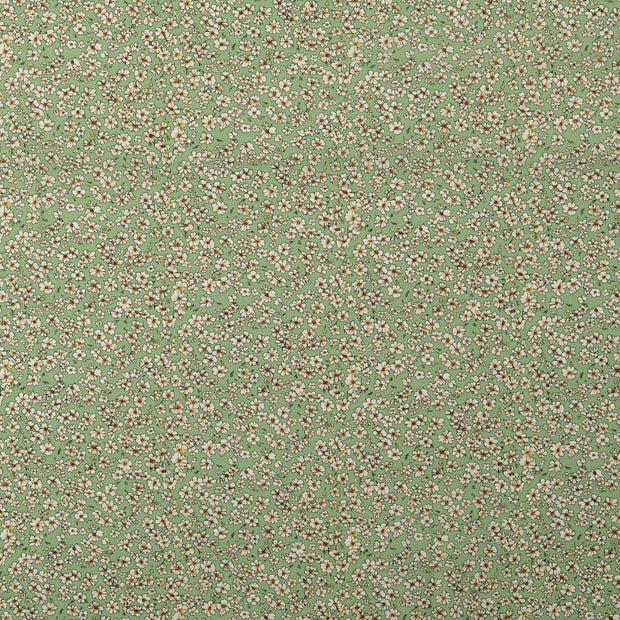 Voile fabric Flowers green
