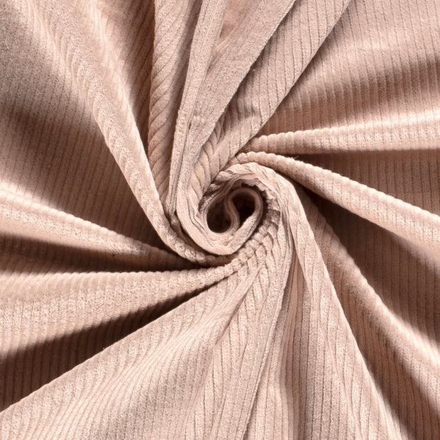Velours Côtelé Stretch 6w tissu Unicolore Vieux rose