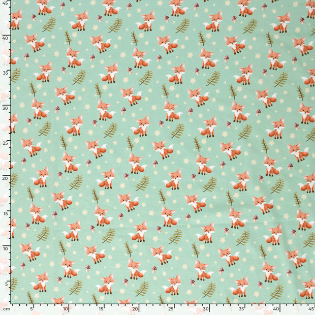 Jersey tissu renards Menthe