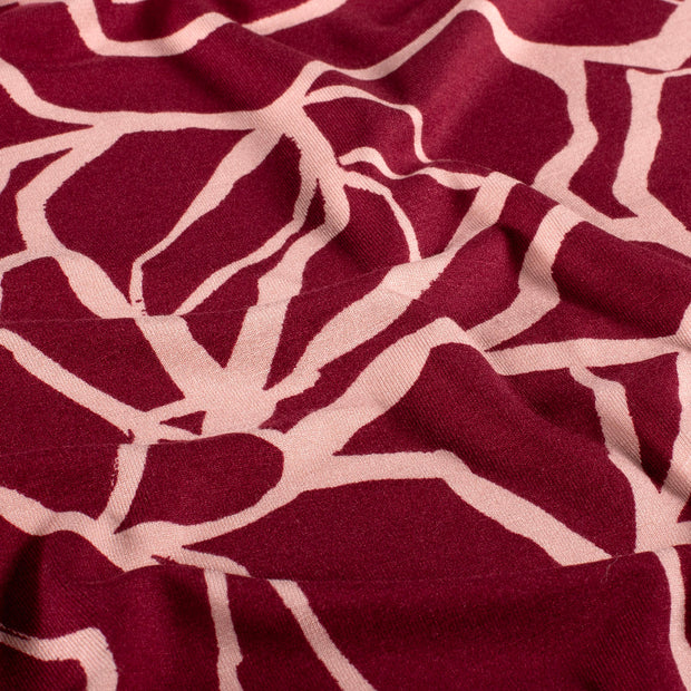 Viscose Vortex Jersey fabric Abstract Bordeaux