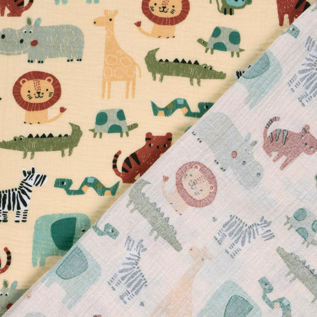 Muslin fabric Giraffes printed 