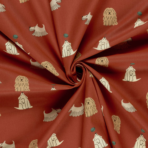 Cotton Poplin fabric Red printed 