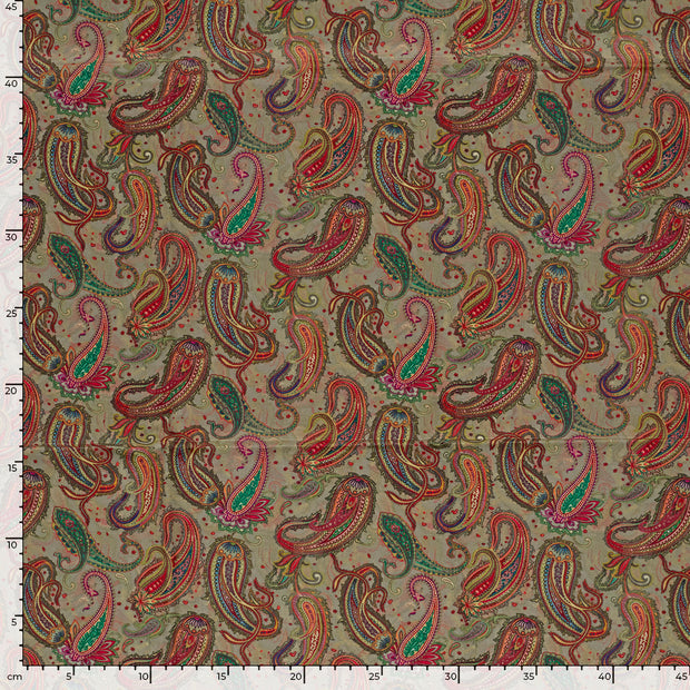 Cotton Poplin fabric Paisley Grey