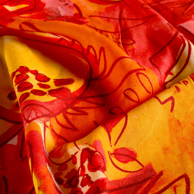 Viscose Poplin fabric Abstract Orange