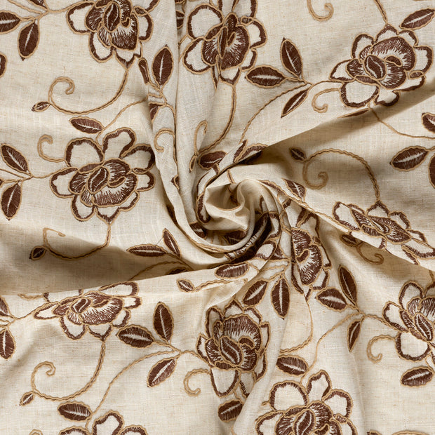  tissu Marron Foncé brodé 