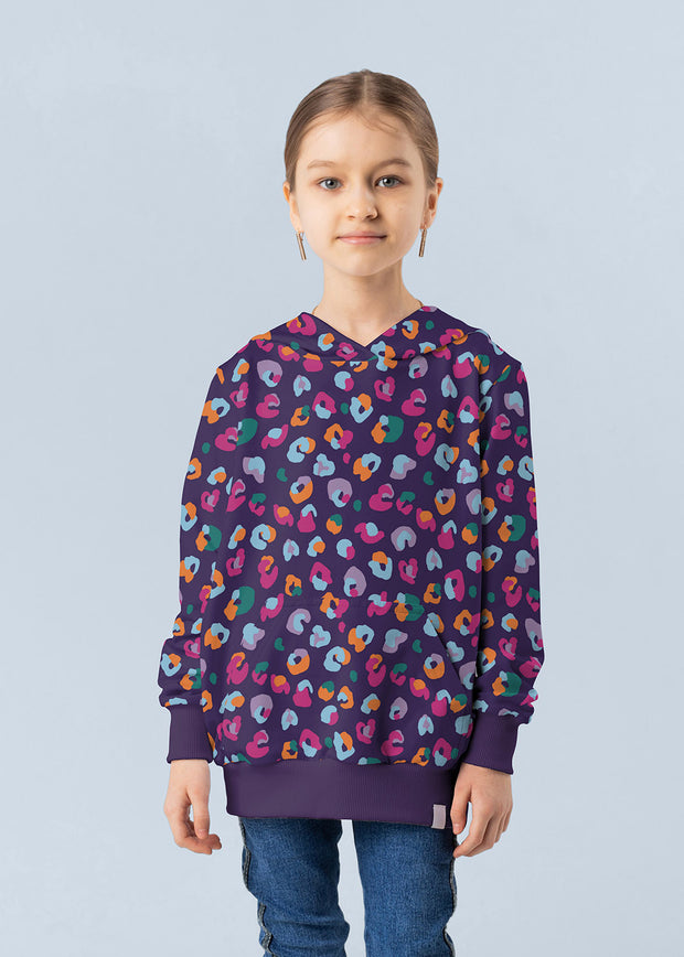 French Terry fabrik Leoparden Lila