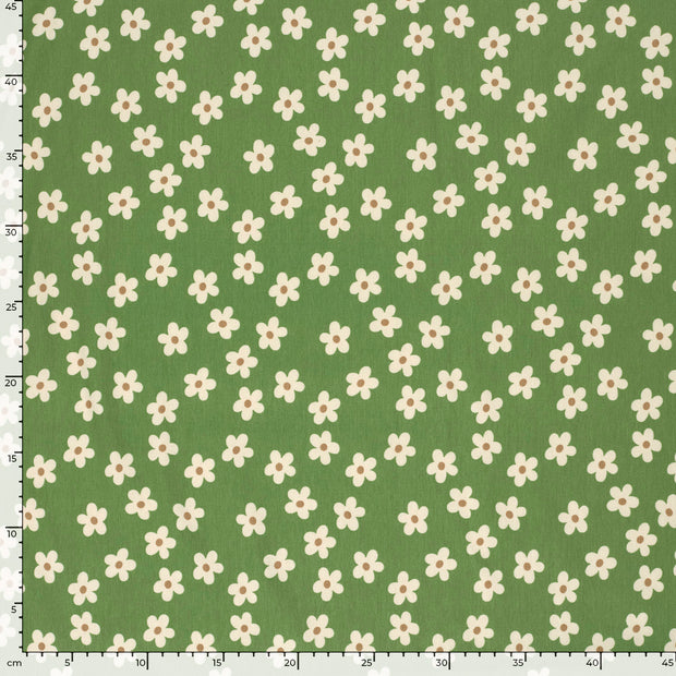  tissu fleurs Vert Olive