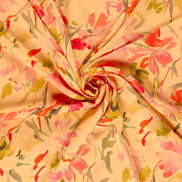 Viscose Satin tissu Saumon imprimé numérique 