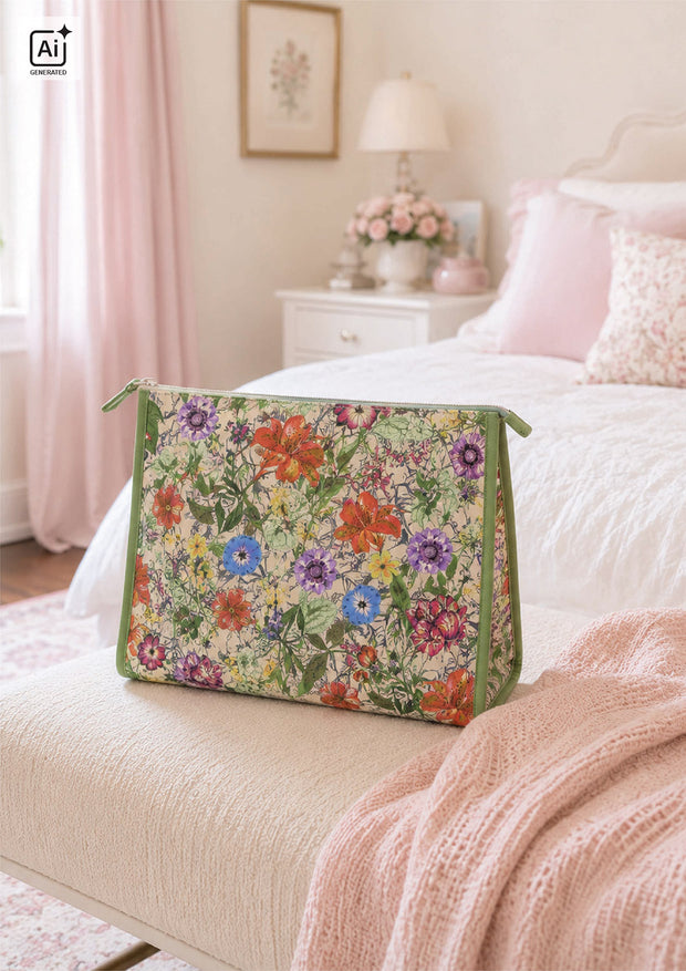 Panama fabrik Blumen Beige
