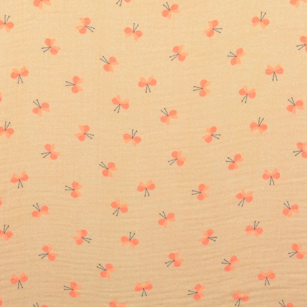 Musselin fabrik Schmetterlinge beige