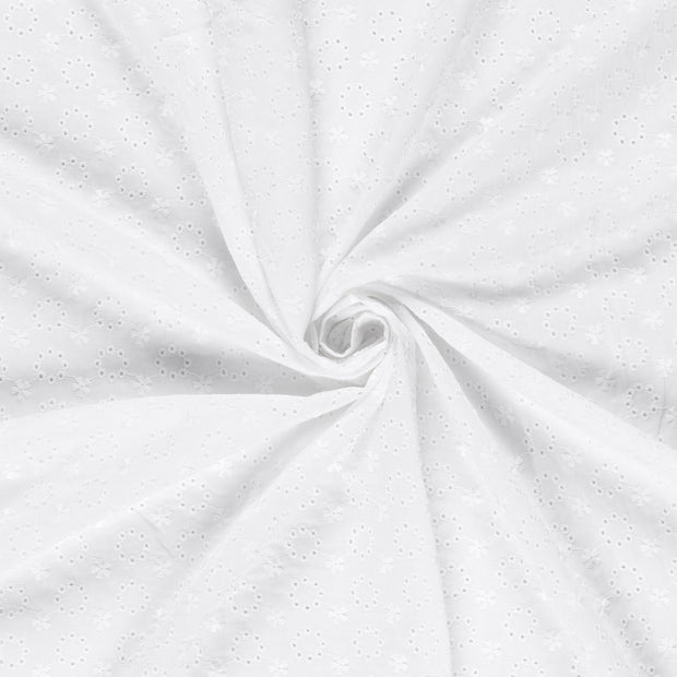 Cotton Poplin fabric White embroidered 