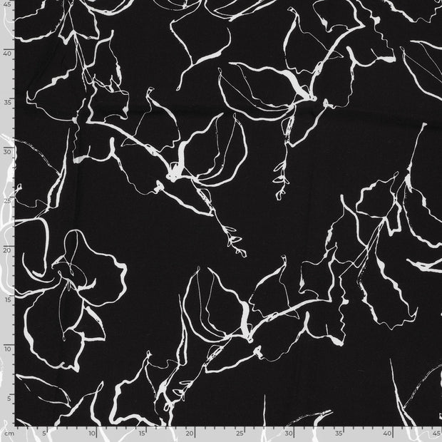 Viscose Twill fabric Abstract Black