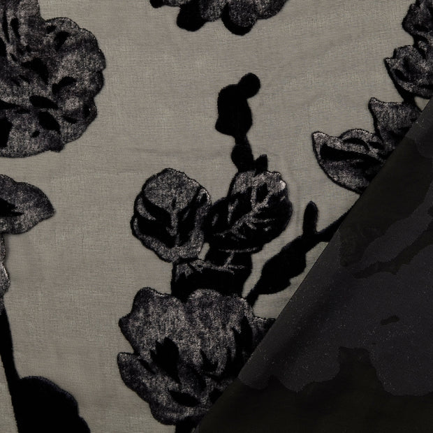 Velours fabric grey burnout 