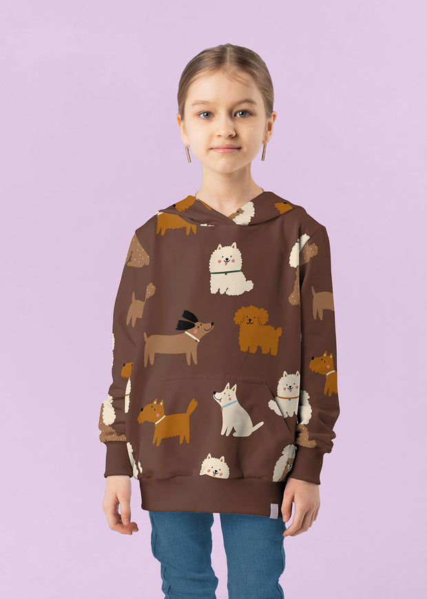 French Terry fabric Dogs Brown