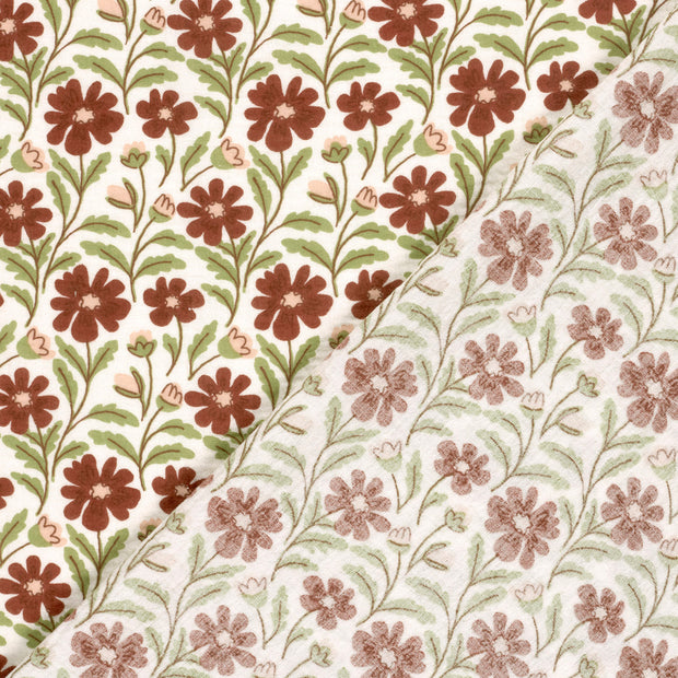 Double gaze tissu fleurs imprimé 