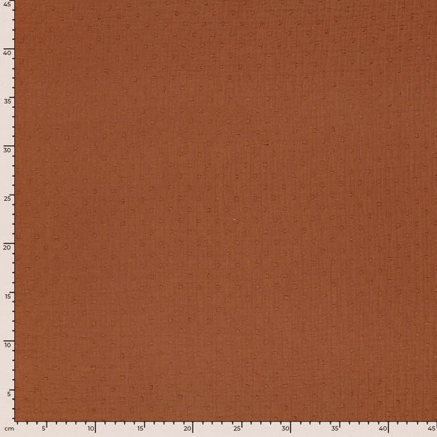 Double gaze tissu pois Bois Rouge