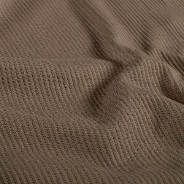 Rib Jersey fabric Unicolour Brown Taupe
