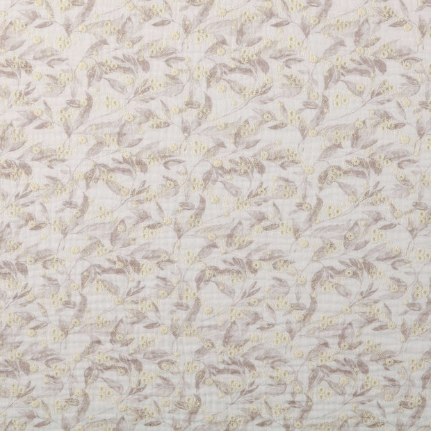 Cotton Poplin fabric Flowers Brown