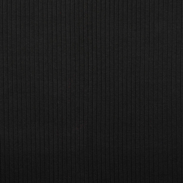 Rib Jersey tissu Unicolore noir
