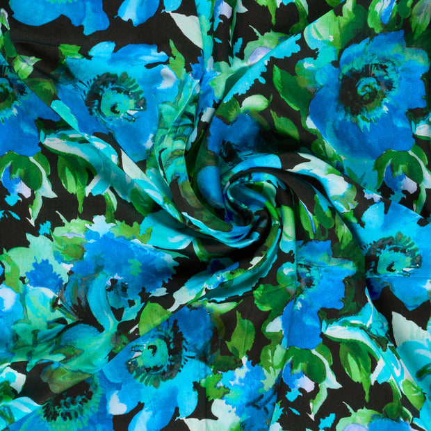 Viscose Satin fabric Cobalt digital printed 