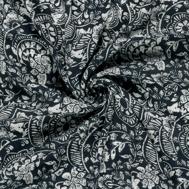 Borken Crepe fabric Navy printed 