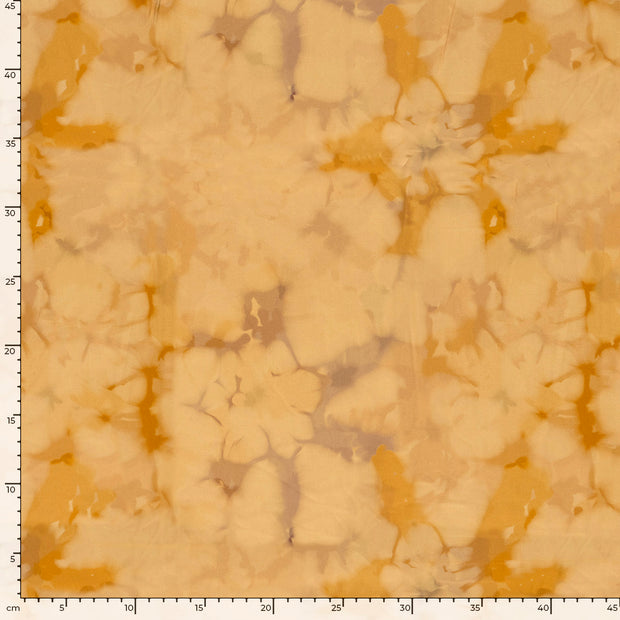 Viscose Satin fabric Flowers Camel