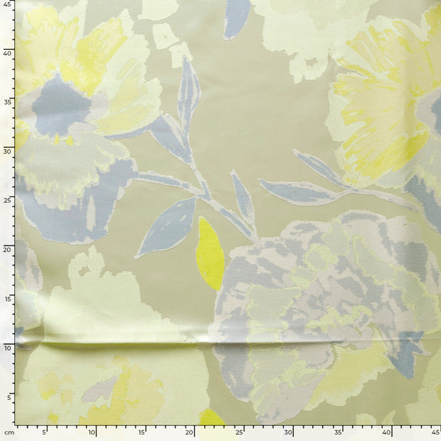 Jacquard tissu fleurs Vert Citron
