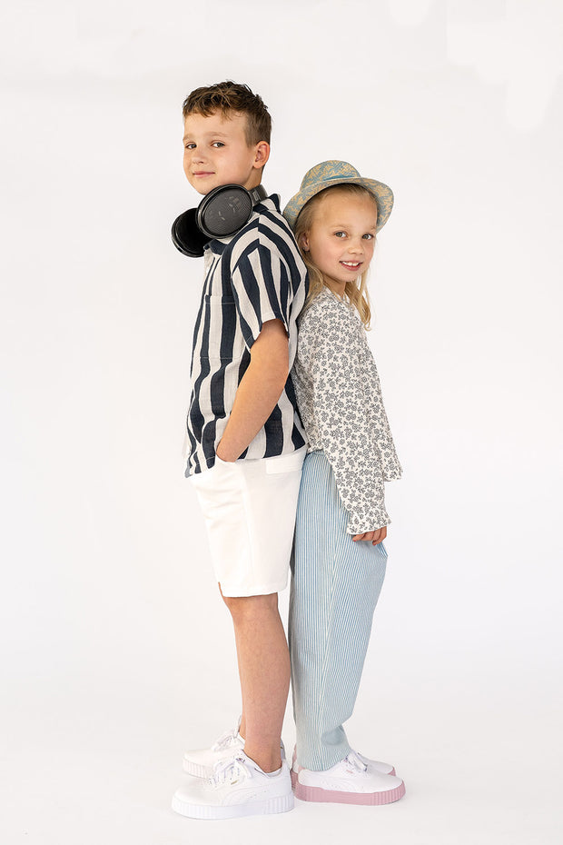 Denim fabric Stripes Light Blue