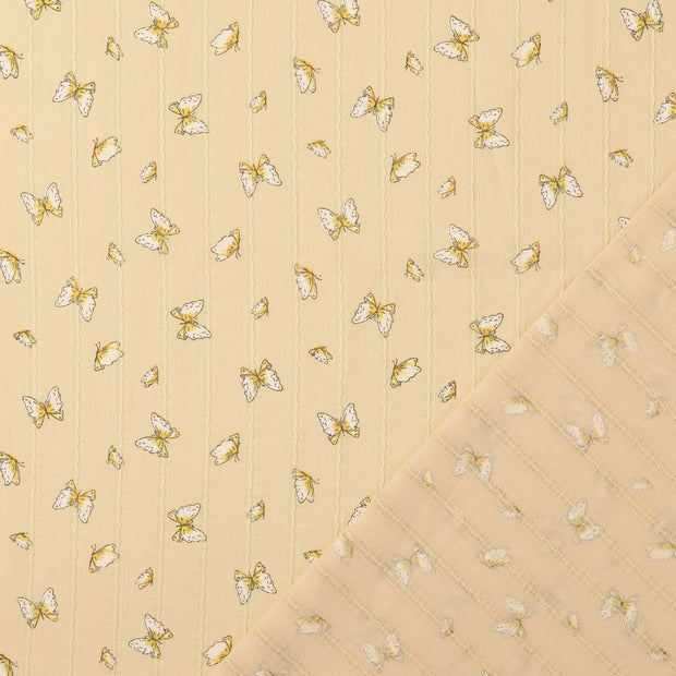 Voile fabric Yellow digital printed 
