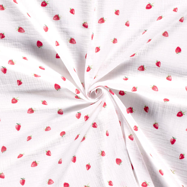 Double gaze tissu Blanc imprimé numérique 