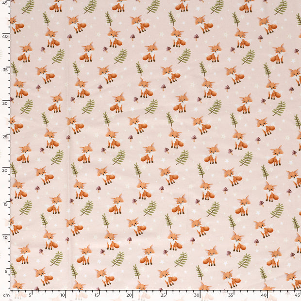 Jersey tissu renards Beige