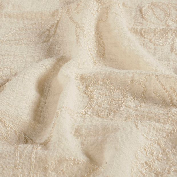  tissu fleurs Blanc cassé