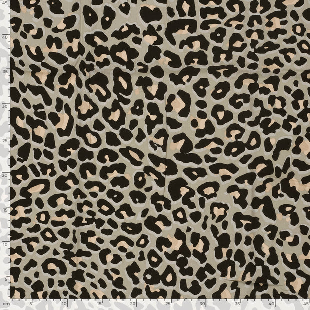 Viscose Poplin fabric Flowers Beige
