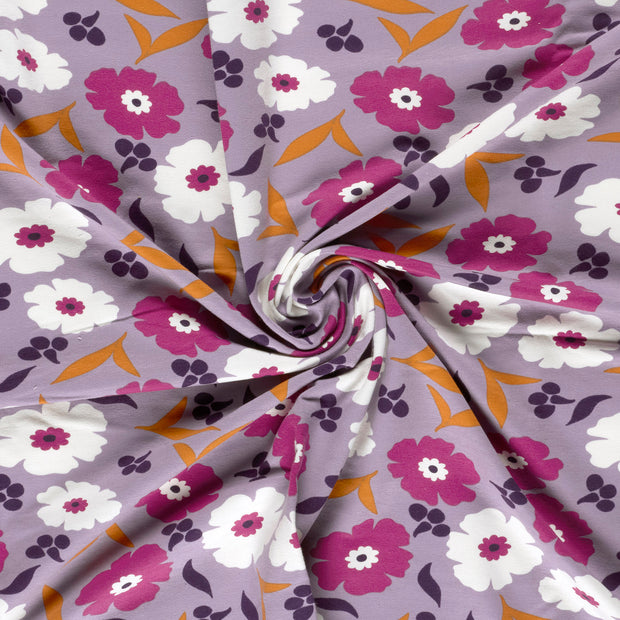 French Terry fabric Lila brushed and digital printed 