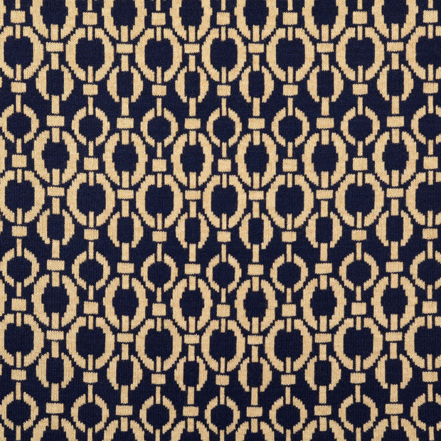 Heavy Knit tissu motifs géométriques Bleu Marine