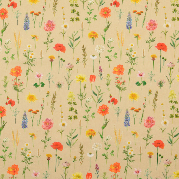 Fahnentuch fabrik Blumen beige