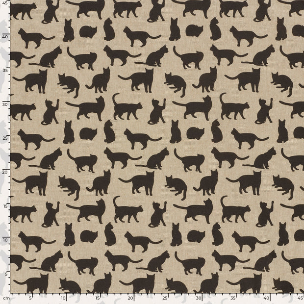 Linen Look fabric Cats Black
