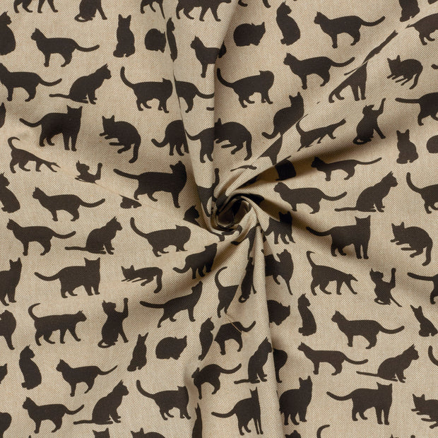 Linen Look fabric Black digital printed 