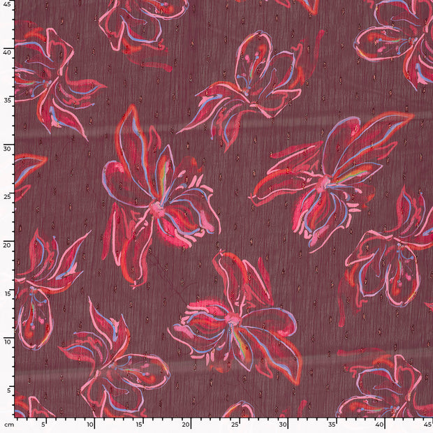 Chiffon fabric Glitter Bordeaux