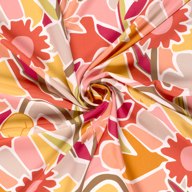 Viscose Poplin fabric Orange printed 