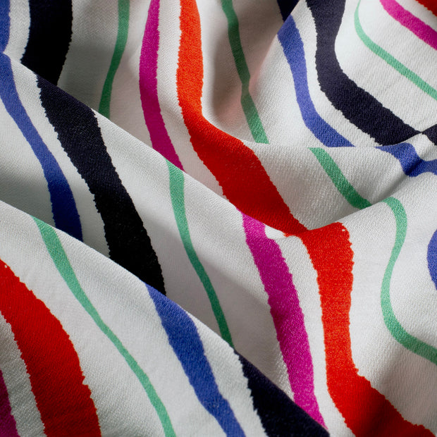 Viscose Nylon Crepe fabric Stripes Red