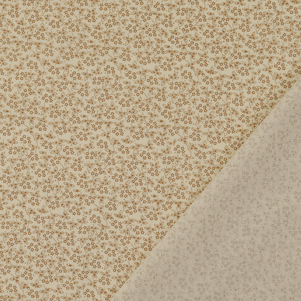 Popeline de Coton tissu Beige imprimé 