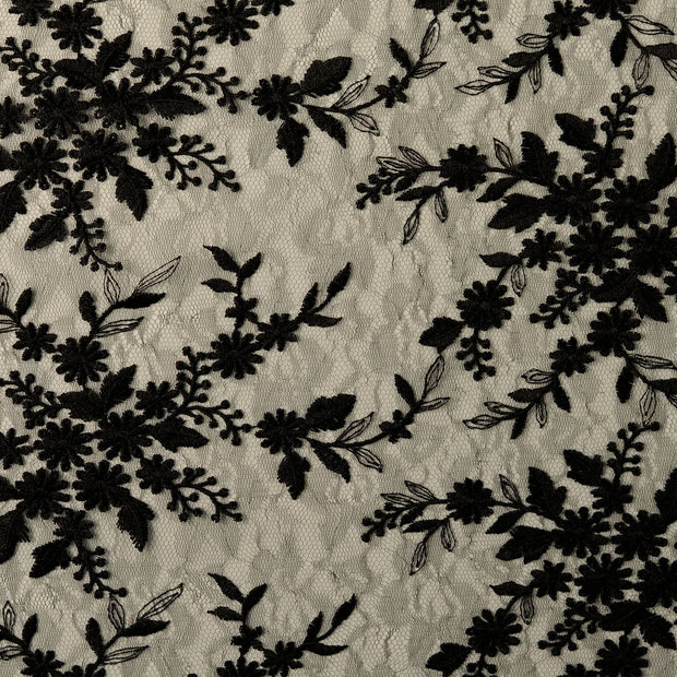 Lace fabric Flowers Black