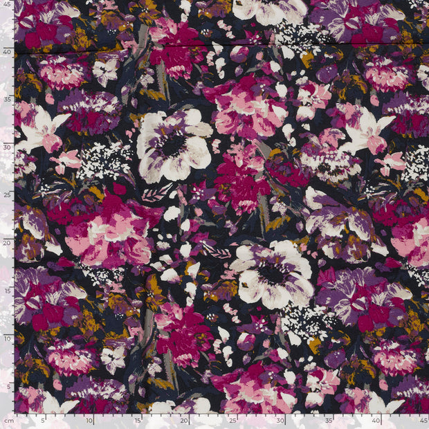 Viscose Nylon Crepe fabrik Blumen Magenta